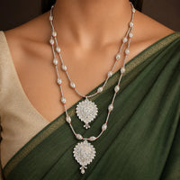 925 Sterling Silver Traditional Layered Pendant Mala for Women by Frolic Jewels