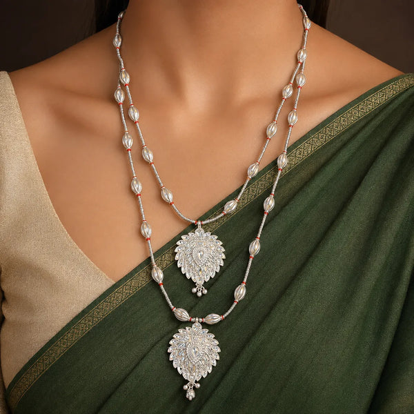925 Sterling Silver Traditional Layered Pendant Mala