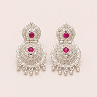 925 Sterling Silver Traditional Pink Accent Chandbali Earrings for Women by Frolic Jewels
