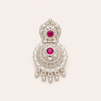 925 Sterling Silver Traditional Pink Accent Chandbali Earrings for Women by Frolic Jewels