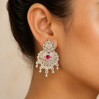925 Sterling Silver Traditional Pink Accent Drop Earrings for Women by Frolic Jewels