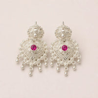 925 Sterling Silver Traditional Pink Accent Drop Earrings for Women by Frolic Jewels