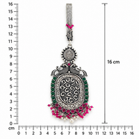 925 Silver Antique Peacock Key Ring with Green & Pink Stone Detailing