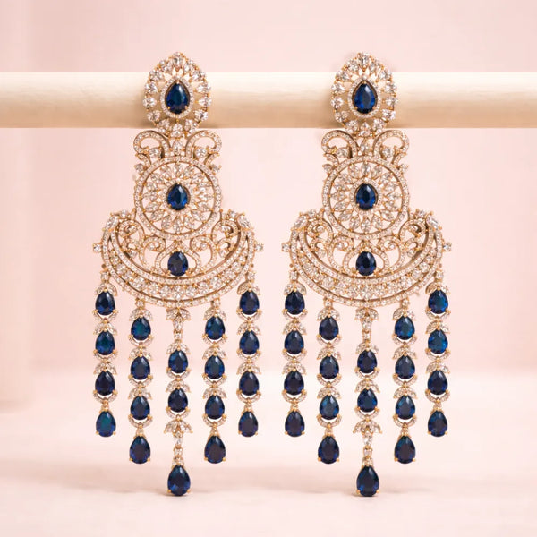 Anti-Tarnish Blue Crystal Chandbali