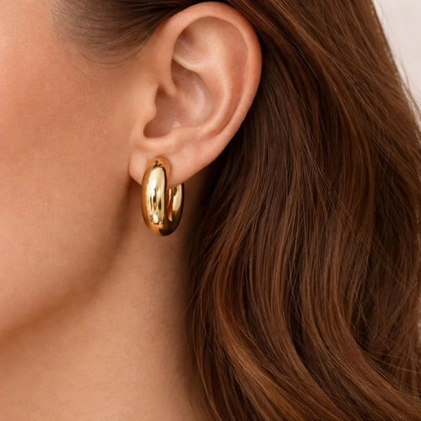 Anti-Tarnish Classic Gold Hoop Earrings