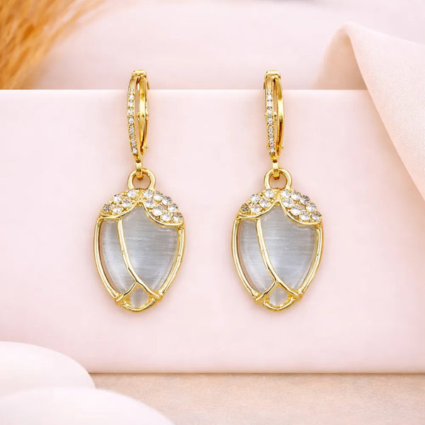 Anti-Tarnish Crystal Petal Drop Earrings