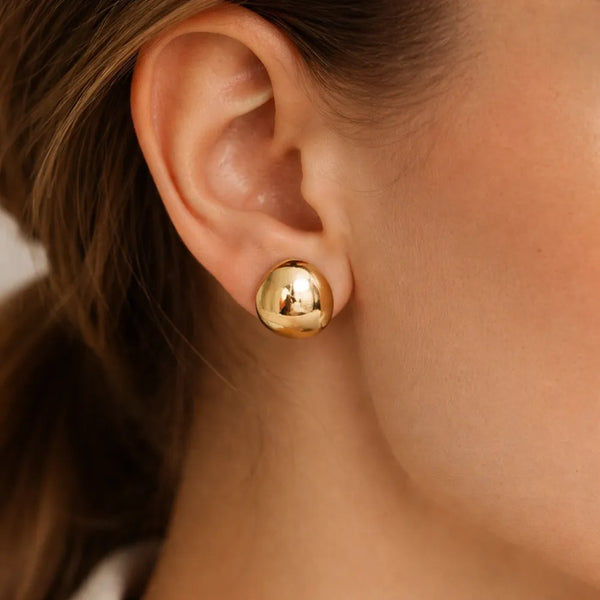 Anti-Tarnish Gold Dome Earrings
