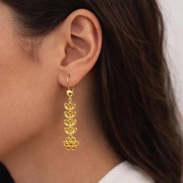 Anti-Tarnish Gold Leaf Drop Earrings – Lightweight & Elegant