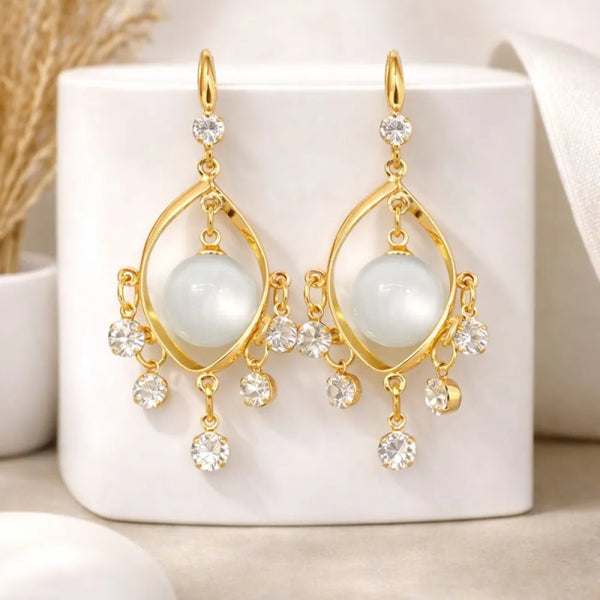 Anti-Tarnish Gold Pearl Drop Earrings