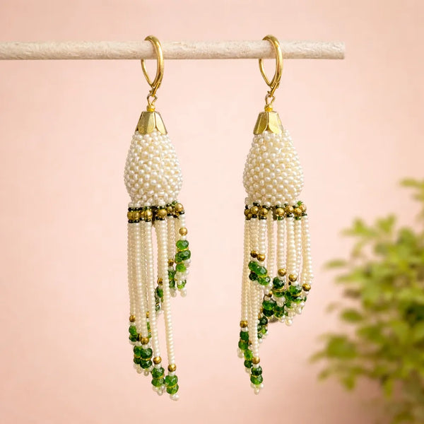 Anti-Tarnish Pearl Tassel Earrings
