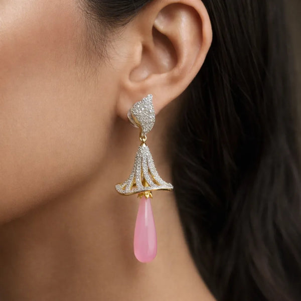 Pink Drop Earrings – Anti-Tarnish Gold & Radiant Rose Minimalist Dangles