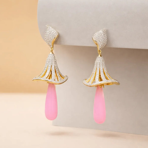 Pink Drop Earrings – Anti-Tarnish Gold & Radiant Rose Minimalist Dangles