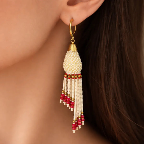 Anti-Tarnish Red Pearl Tassels