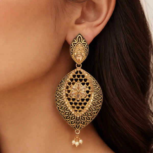 Antique Floral Filigree Anti-Tarnish Earrings