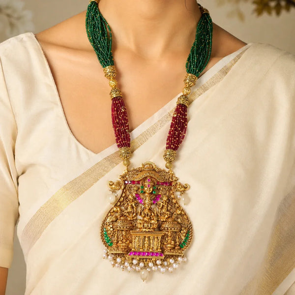Antique Temple Lakshmi Gold Polish Necklace