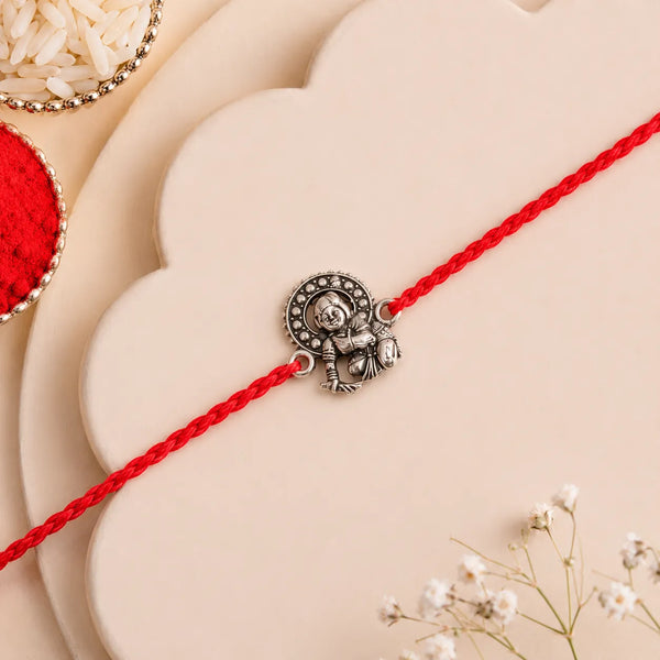 Bal Hanuman Silver Rakhi with Red Thread