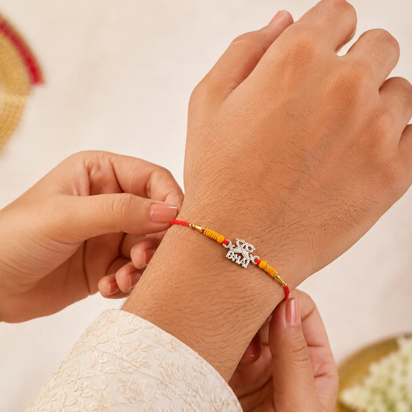 Bhai Silver Rakhi with Red Thread