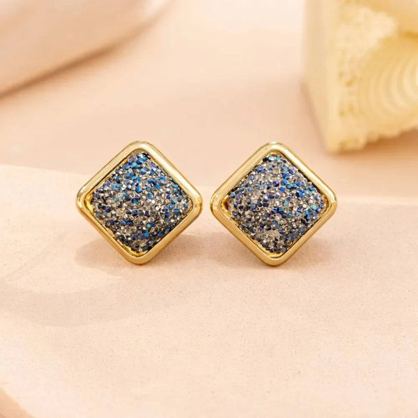 Blue Crystal Anti-Tarnish Stud Earrings