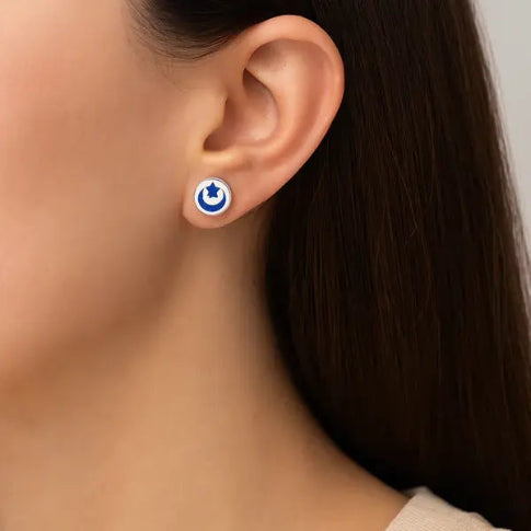 Blue Moon & Star Silver Studs