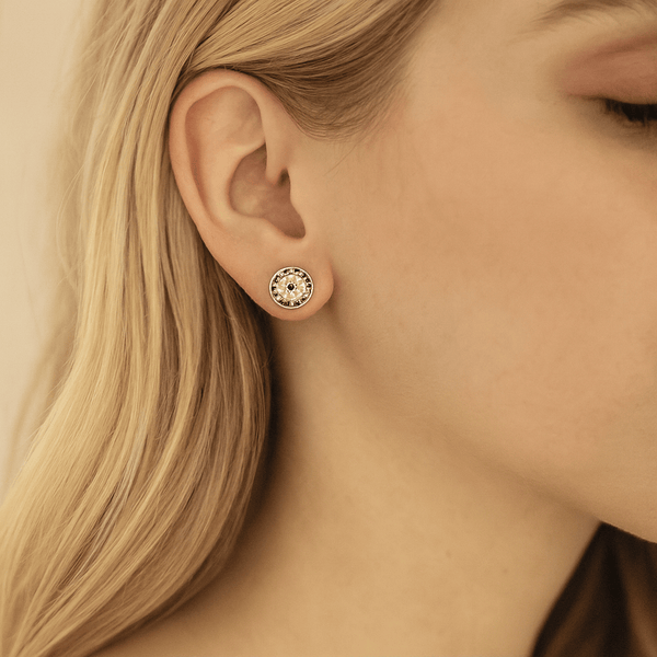 Blue Halo Silver Stud Earrings