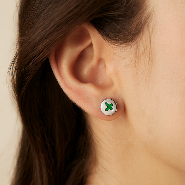 Green Leaf Silver Studs
