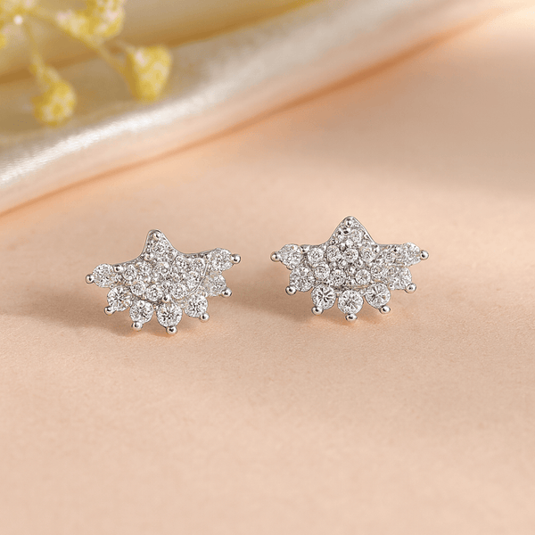 Twinkling Crescent 925 Silver Stud Earrings