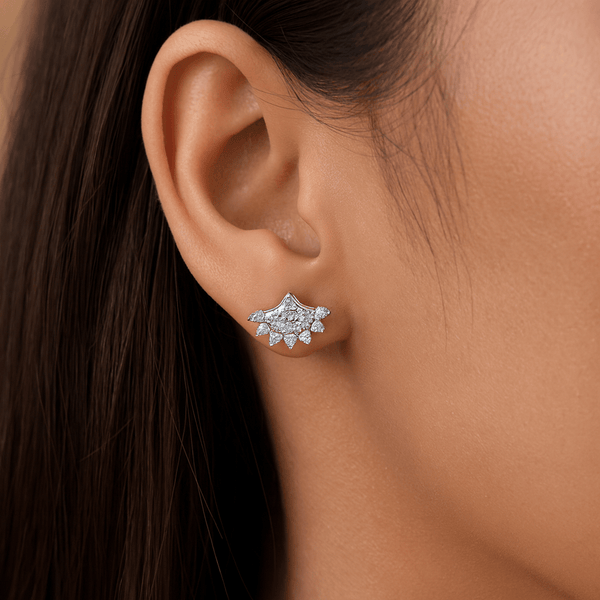 Twinkling Crescent 925 Silver Stud Earrings