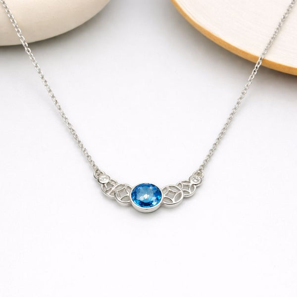 Crystal Bow Silver Chain Pendant