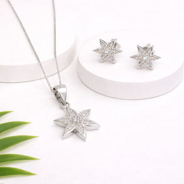 Sparkling Star  Silver Pendant Set