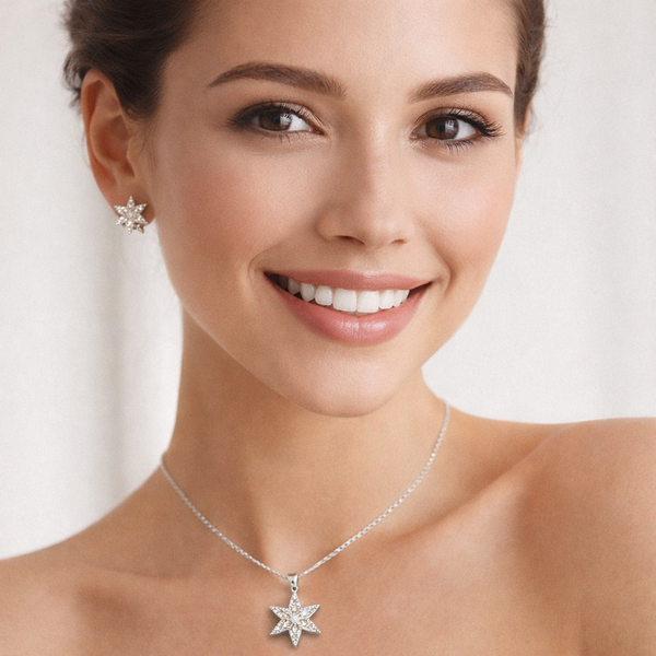 Sparkling Star  Silver Pendant Set