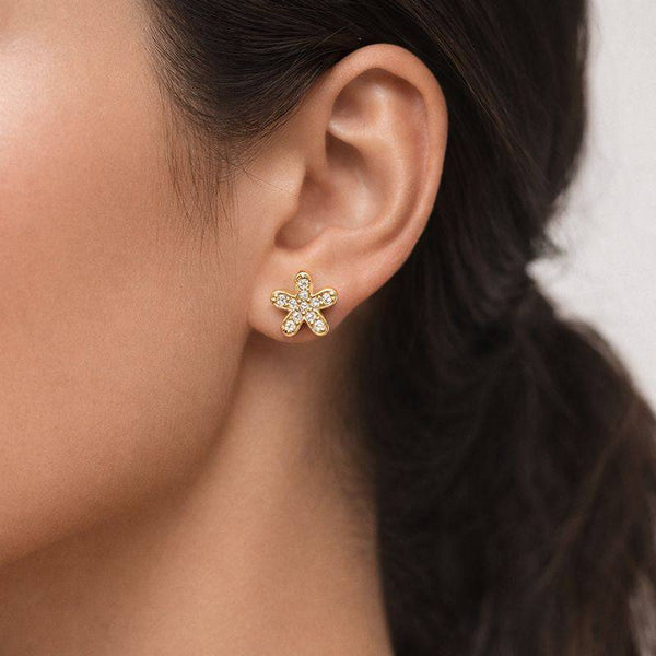 Silver Gold-Plated Starflower  Stud Earrings