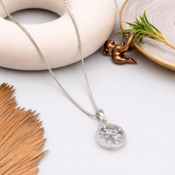 Snowflake Circle Silver Chain Pendant
