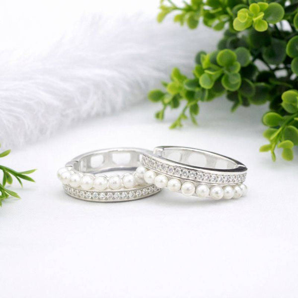 Silver Pearl & Sparkle Bali Earrings