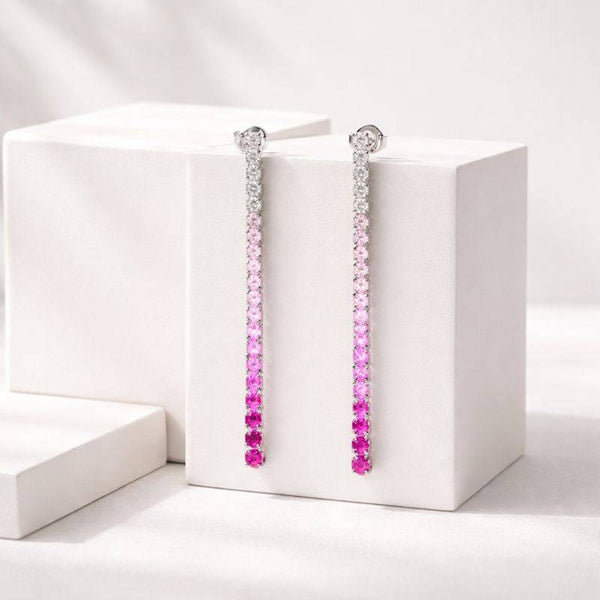 Silver Ombre Long Drop Earrings