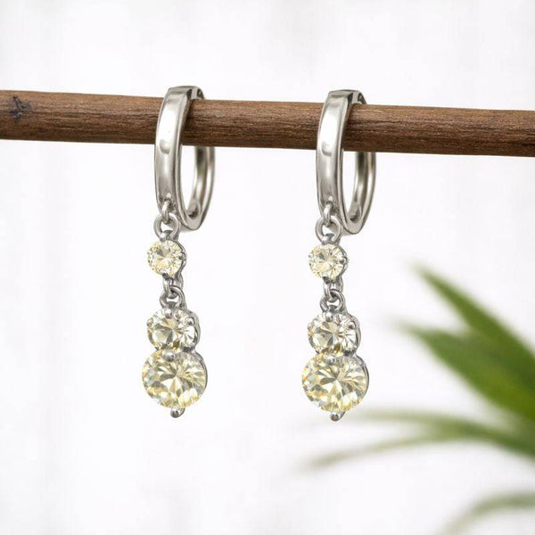 Silver Triple Drop Sparkle Bali Earrings