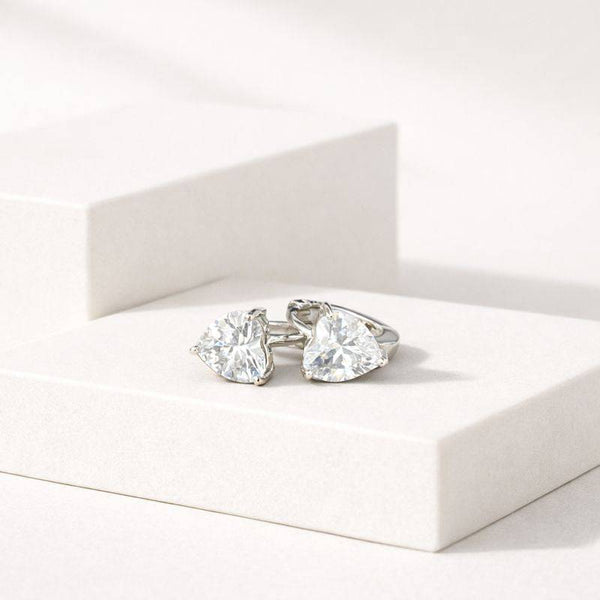 Silver Heart Solitaire Bali Earrings