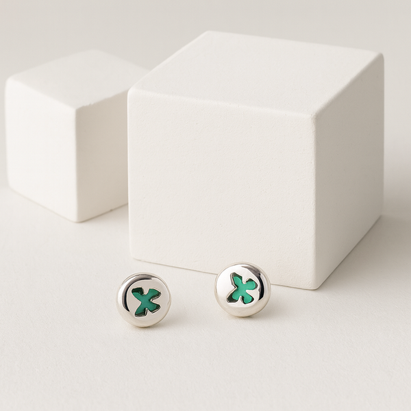 Green Leaf Silver Studs