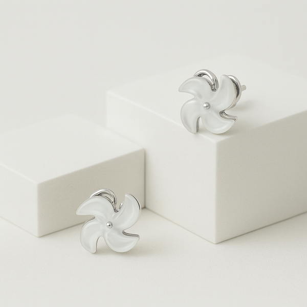 Elegant Floral Swirl Silver Stud Earrings