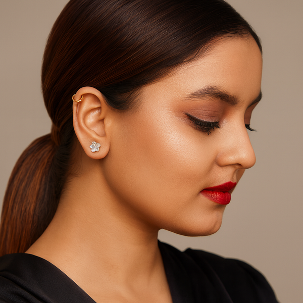 Rose Gold Star Pearl Stud Earrings