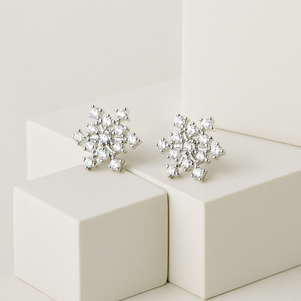 Crystal Snowflake Silver Studs