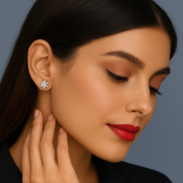 Crystal Snowflake Silver Studs