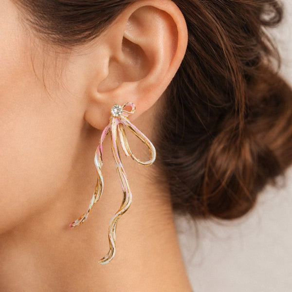 Antique Ribbon Bow Drop Earrings