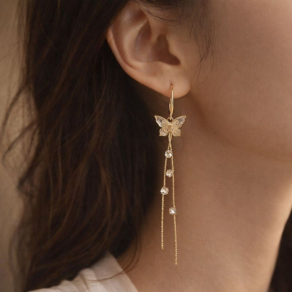 Antique Butterfly Drop Earrings