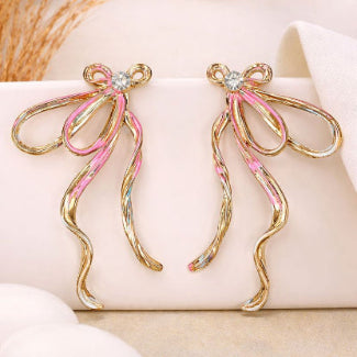 Antique Ribbon Bow Drop Earrings