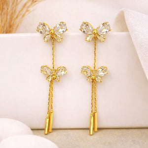 Antique Crystal Bow Drop Earrings
