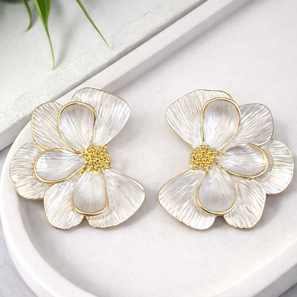 Ivory Bloom Anti-Tarnish Flower Earrings