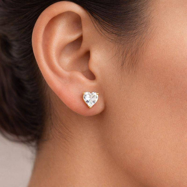Silver Triangle Solitaire Stud Earrings