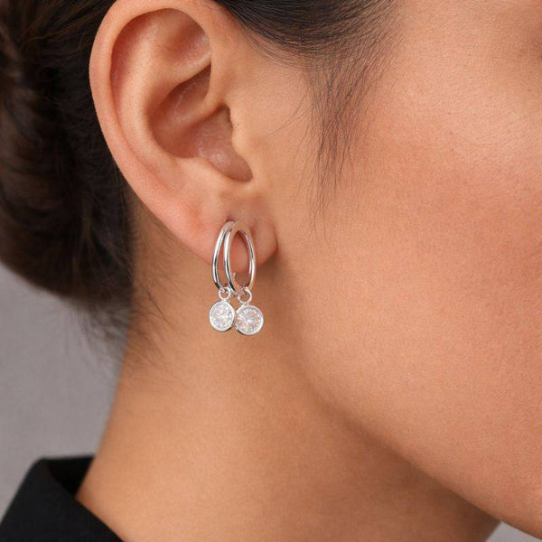 Silver Sparkle Charm Bali Earrings