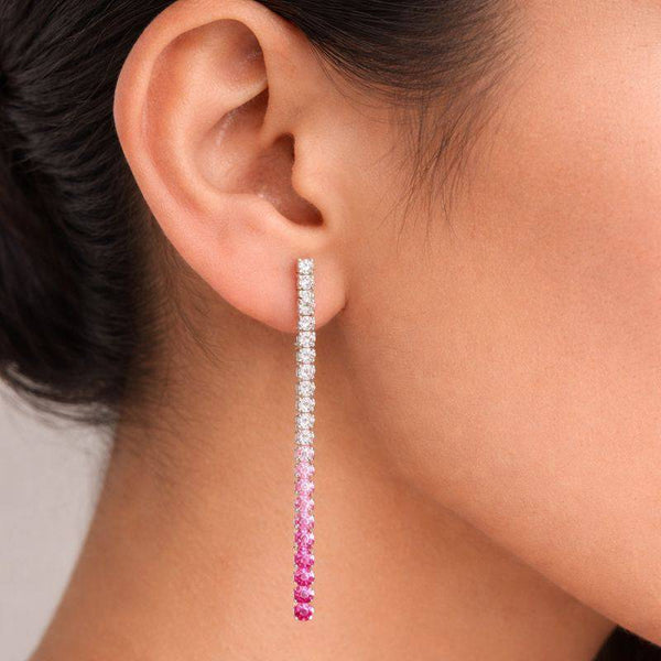 Silver Ombre Long Drop Earrings