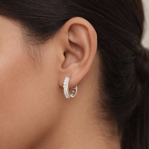 Silver Pearl & Sparkle Bali Earrings
